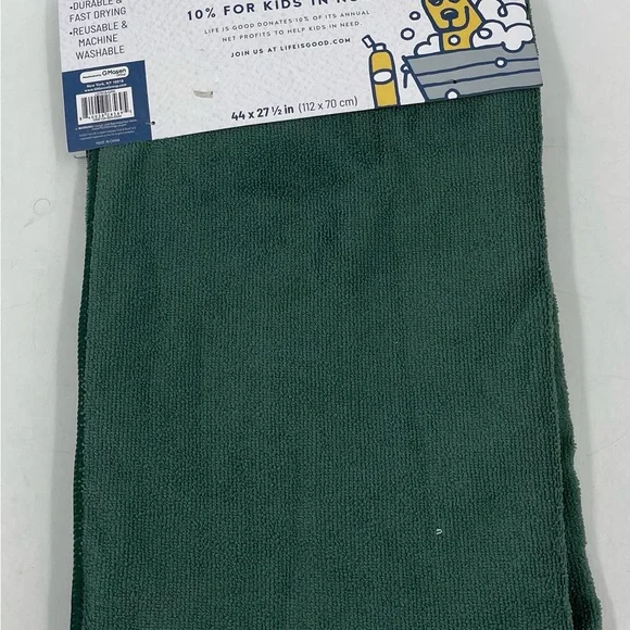 Life is Good‎ Dog Drying Towel Bath 44” X 27.5” Microfiber Ultra Absorbent Green - Picture 4 of 6
